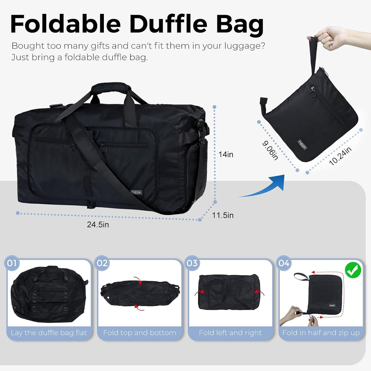 65L Duffle Bag Foldable Travel Duffel Bags for Men Women Travel Bag