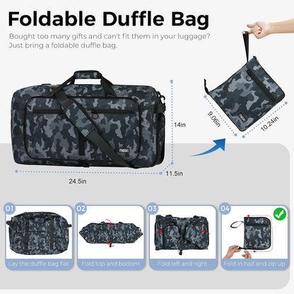 65L Duffle Bag Foldable Travel Duffel Bags for Men Women Travel Bag