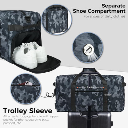 65L Duffle Bag Foldable Travel Duffel Bags for Men Women Travel Bag