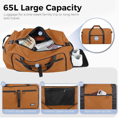 65L Duffle Bag Foldable Travel Duffel Bags for Men Women Travel Bag