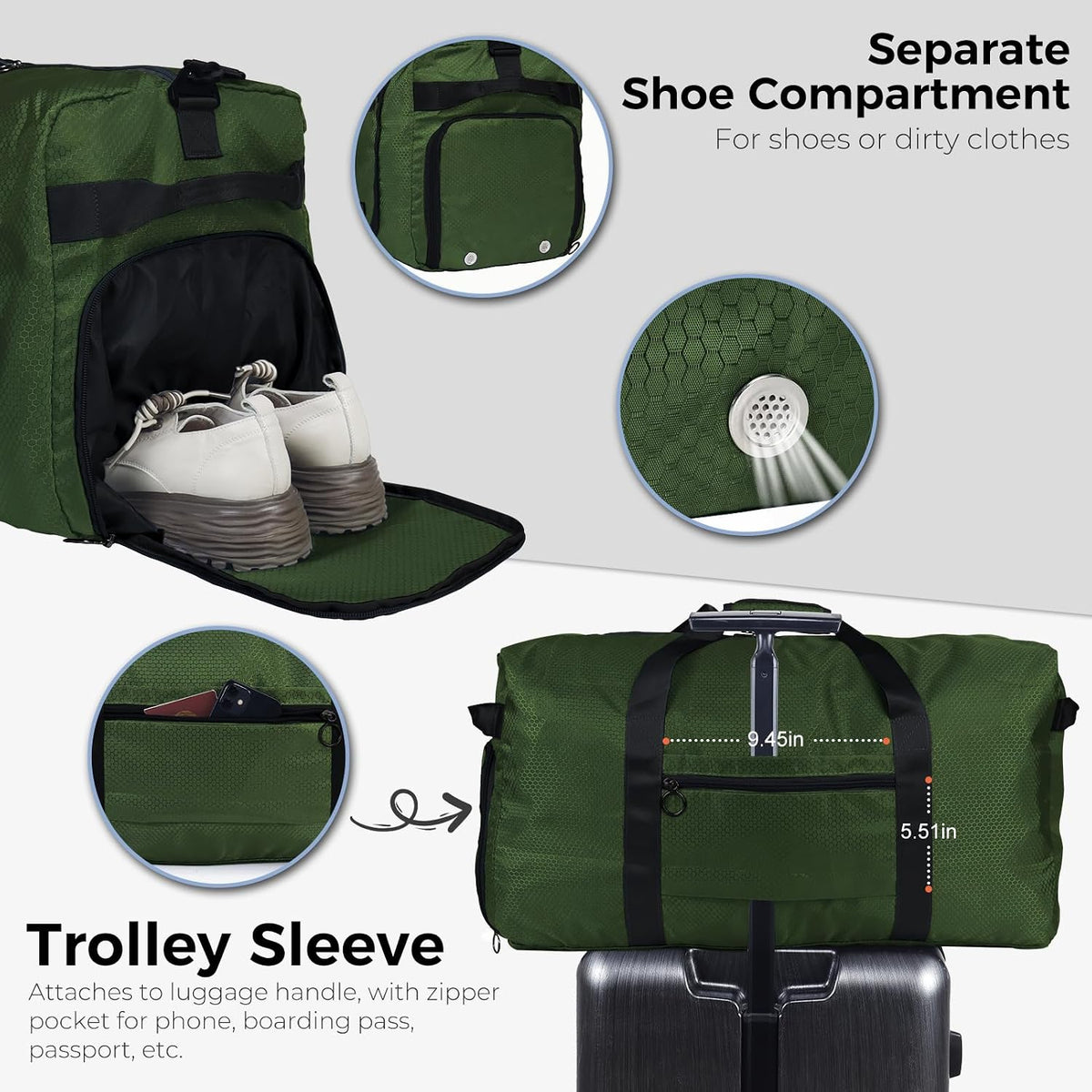65L Duffle Bag Foldable Travel Duffel Bags for Men Women Travel Bag