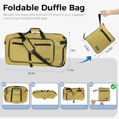 65L Duffle Bag Foldable Travel Duffel Bags for Men Women Travel Bag