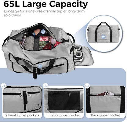 65L Duffle Bag Foldable Travel Duffel Bags for Men Women Travel Bag