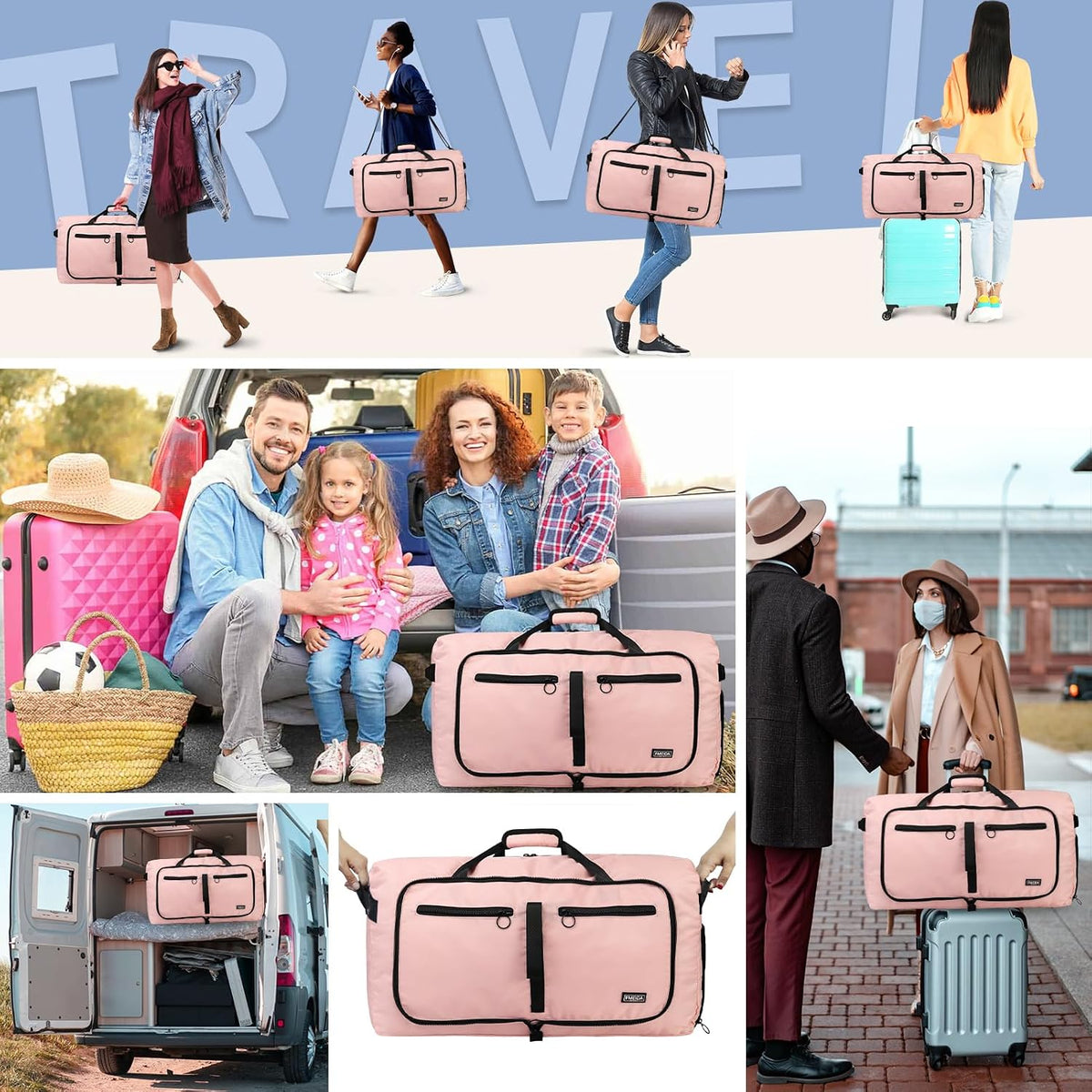 65L Duffle Bag Foldable Travel Duffel Bags for Men Women Travel Bag