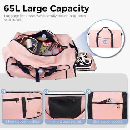 65L Duffle Bag Foldable Travel Duffel Bags for Men Women Travel Bag