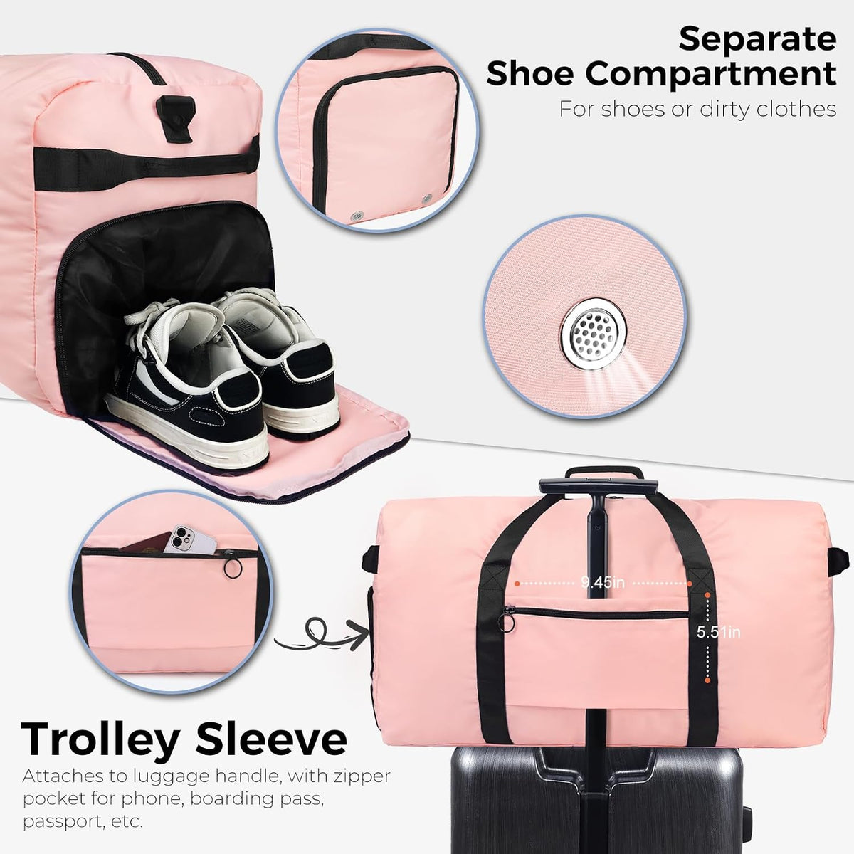 65L Duffle Bag Foldable Travel Duffel Bags for Men Women Travel Bag