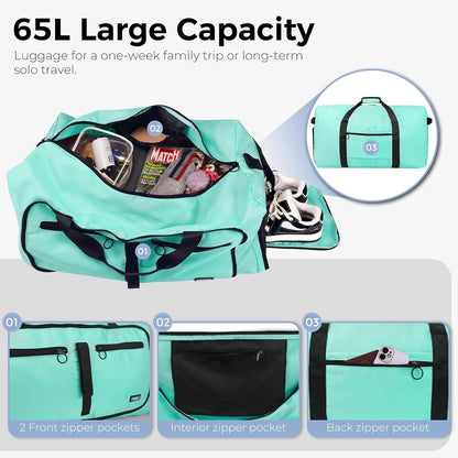 65L Duffle Bag Foldable Travel Duffel Bags for Men Women Travel Bag