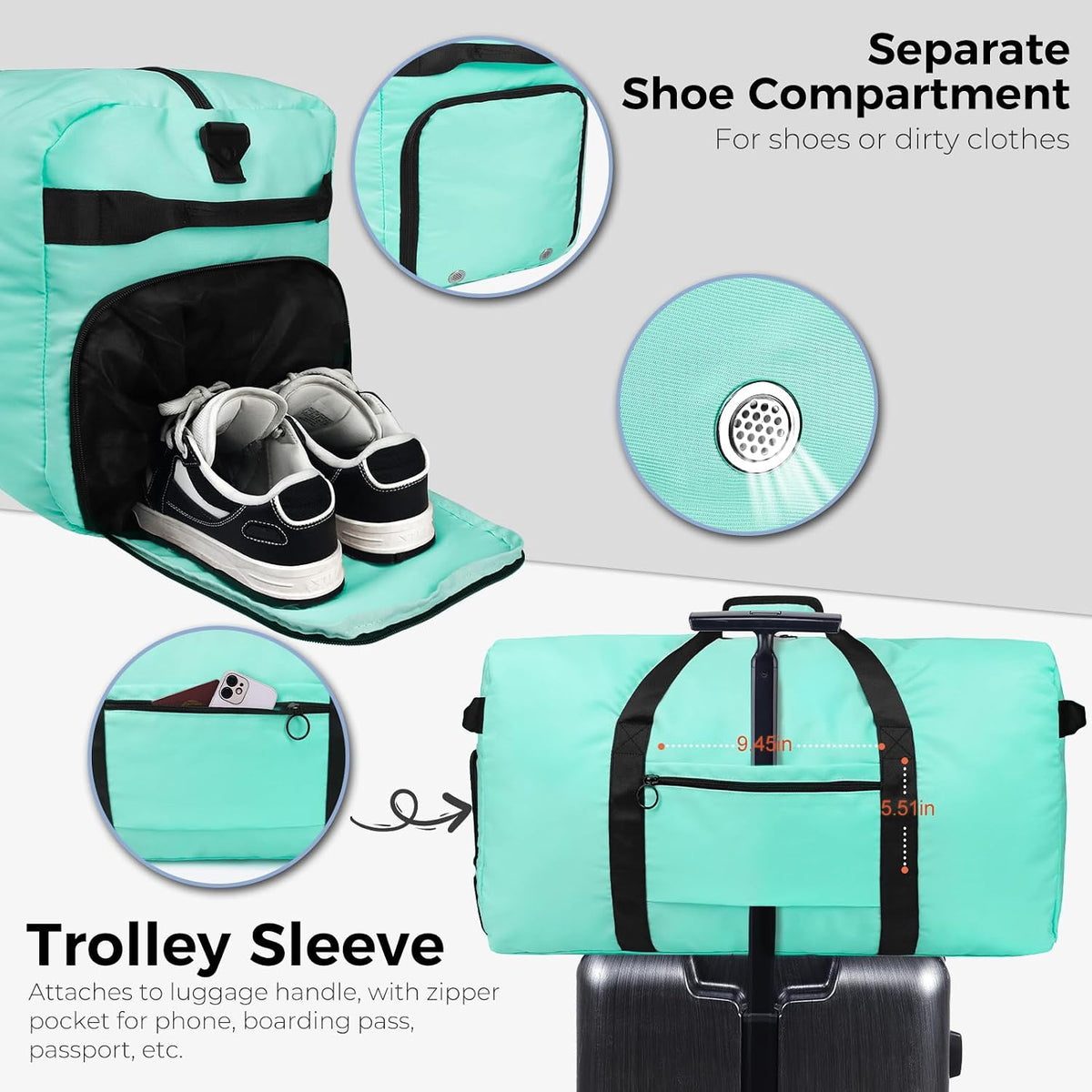 65L Duffle Bag Foldable Travel Duffel Bags for Men Women Travel Bag