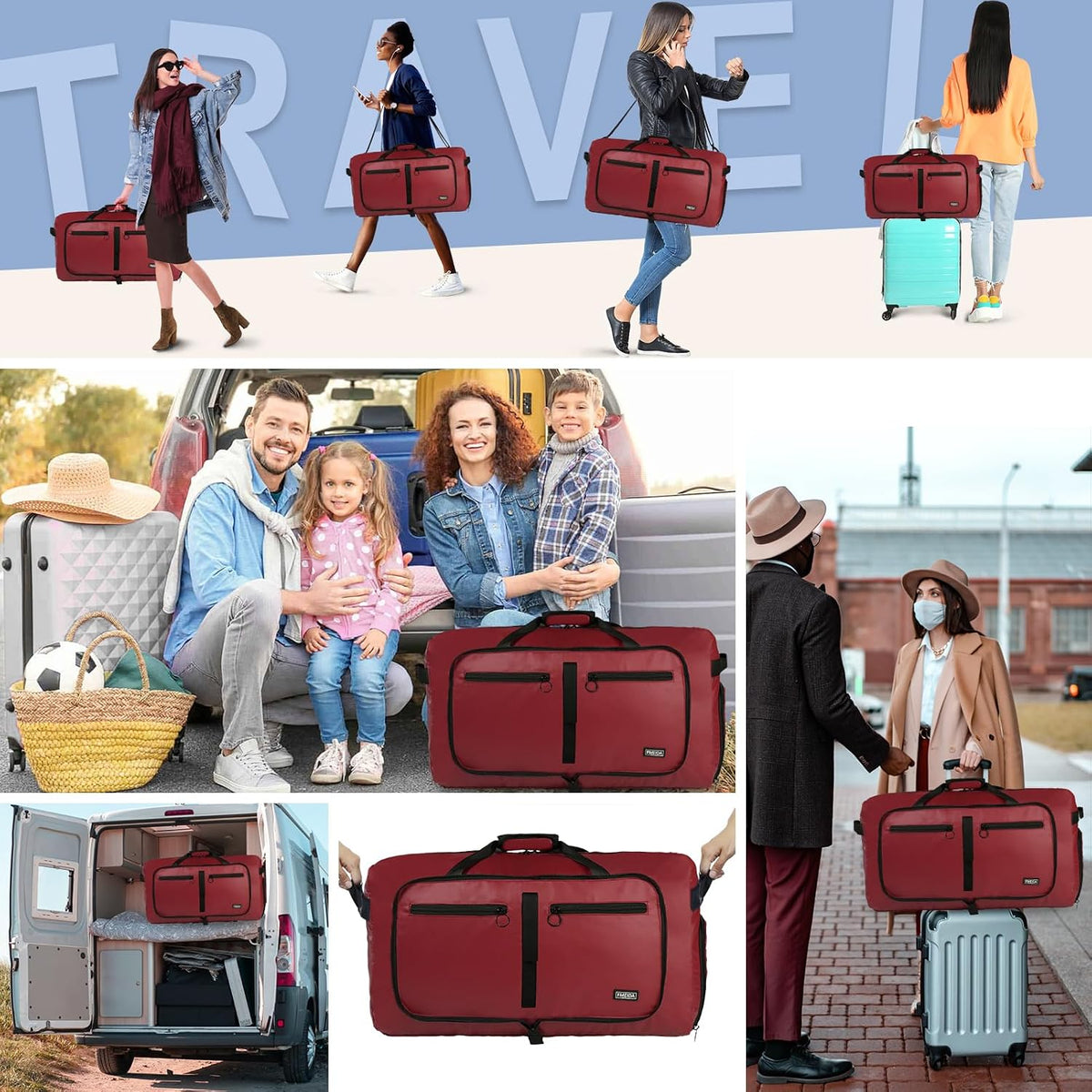 65L Duffle Bag Foldable Travel Duffel Bags for Men Women Travel Bag