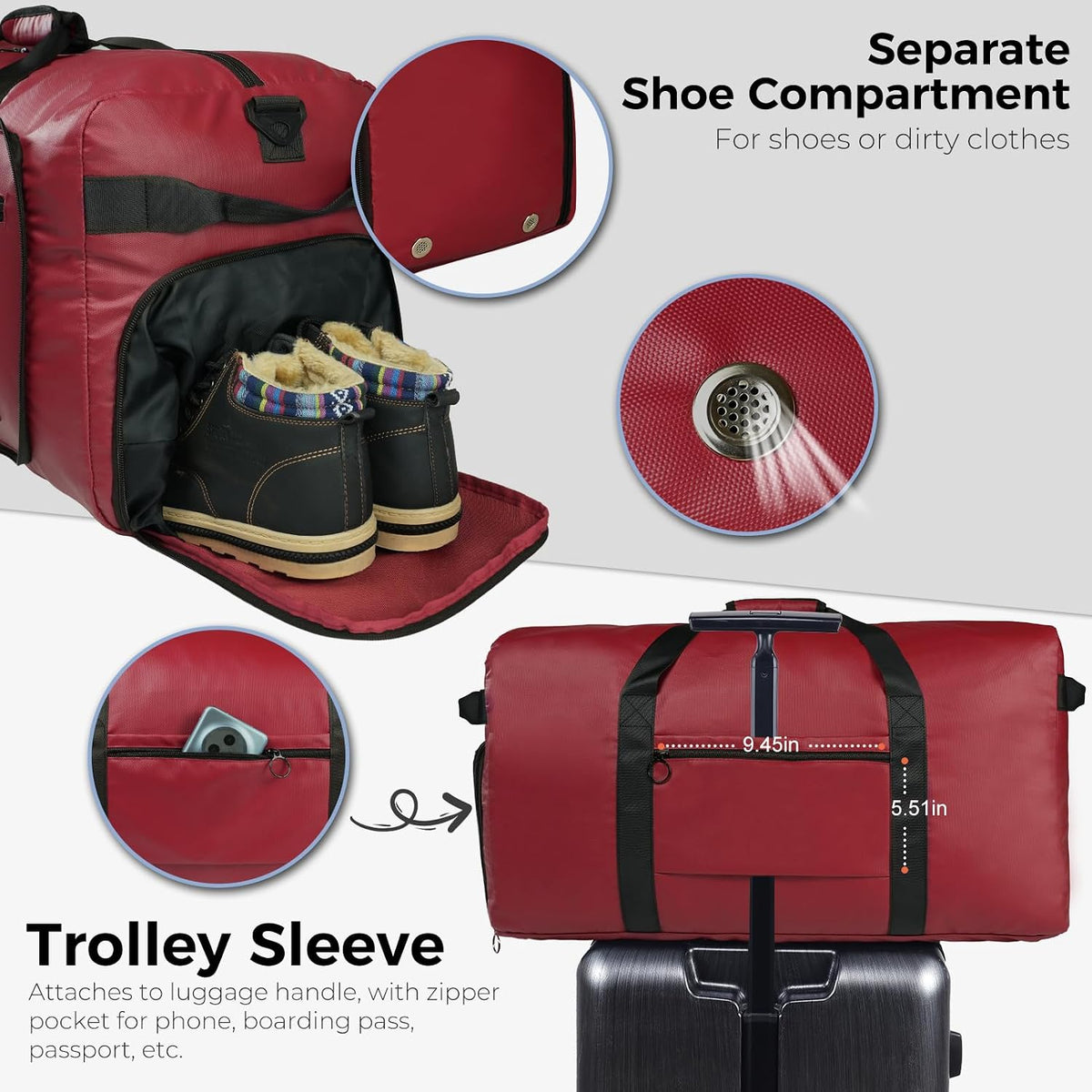 65L Duffle Bag Foldable Travel Duffel Bags for Men Women Travel Bag
