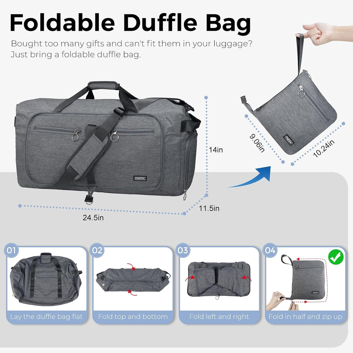 65L Duffle Bag Foldable Travel Duffel Bags for Men Women Travel Bag