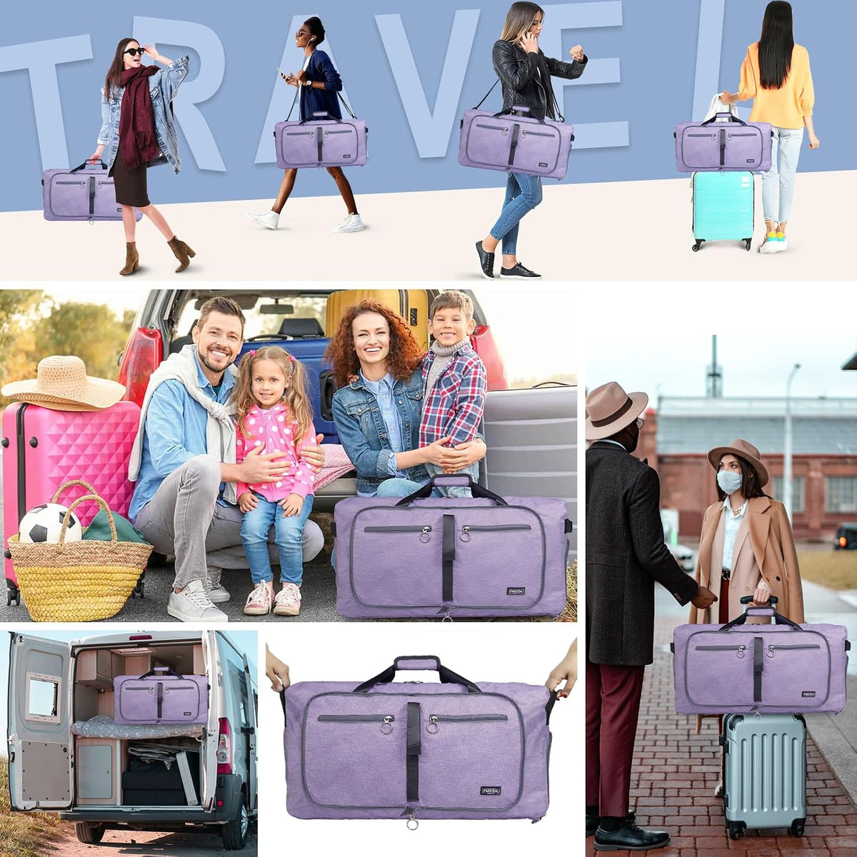 65L Duffle Bag Foldable Travel Duffel Bags for Men Women Travel Bag