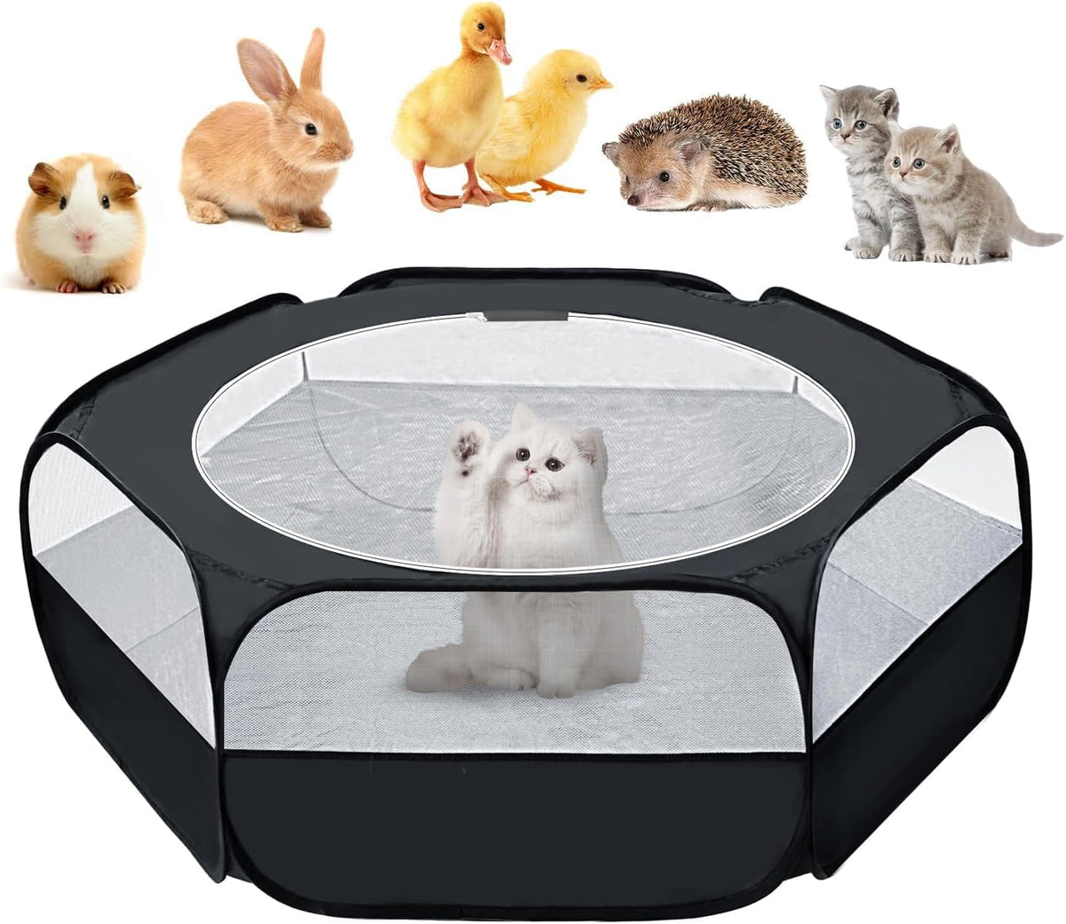 Small Animal Playpen, Waterproof Foldable Pet Playpen, Black