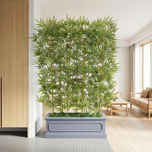 6FT Artificial Bamboo Tree – Tall Lifelike Bamboo Plant with 11 Natural Canes in Modern Planter, Indoor Outdoor Decor Greenery for Patio Balcony Office, Soft Privacy Divider, VN236