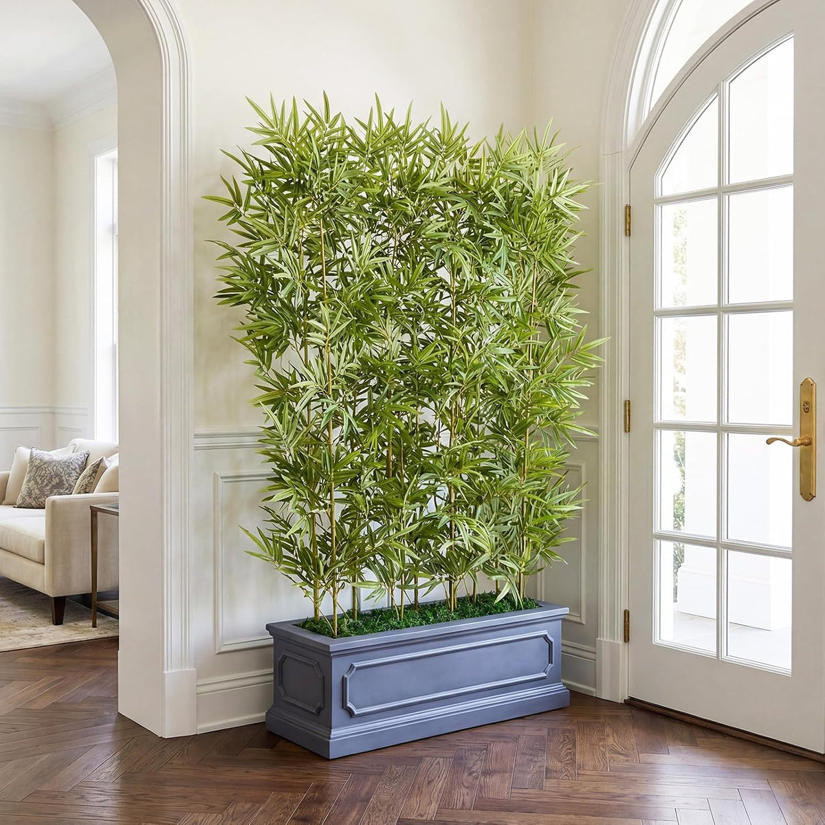 6FT Artificial Bamboo Tree – Tall Lifelike Bamboo Plant with 11 Natural Canes in Modern Planter, Indoor Outdoor Decor Greenery for Patio Balcony Office, Soft Privacy Divider, VN236