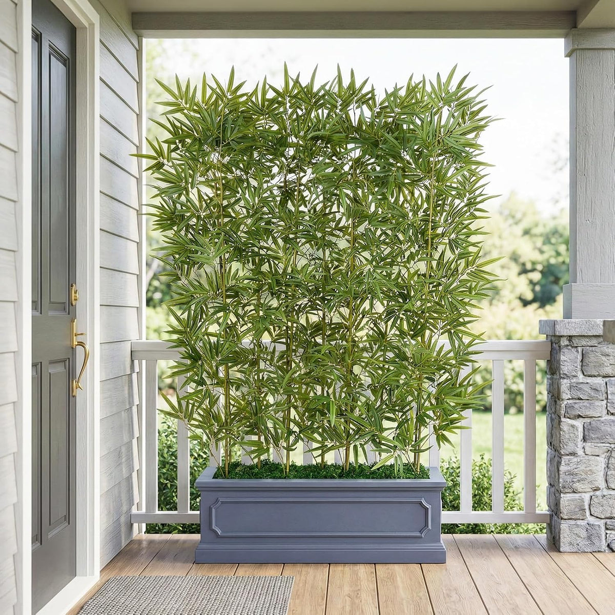 6FT Artificial Bamboo Tree – Tall Lifelike Bamboo Plant with 11 Natural Canes in Modern Planter, Indoor Outdoor Decor Greenery for Patio Balcony Office, Soft Privacy Divider, VN236