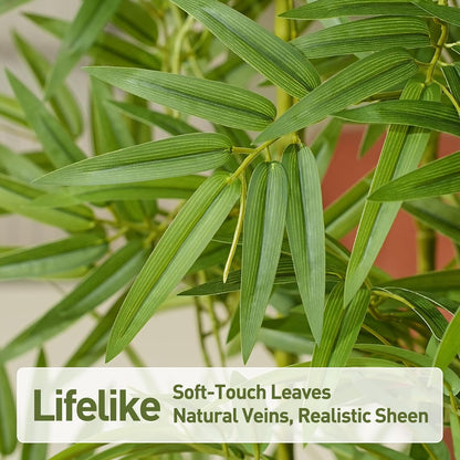 6FT Artificial Bamboo Tree – Tall Lifelike Bamboo Plant with 11 Natural Canes in Modern Planter, Indoor Outdoor Decor Greenery for Patio Balcony Office, Soft Privacy Divider, VN236