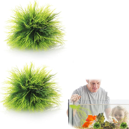 2PCS Realistic Aquarium Plants Artificial Grass for Fish Tank Aquarium Grass Small Soft Plastic Fake Plants Turtle Decorations Mini Fish Tank Ornament Green Plant Set