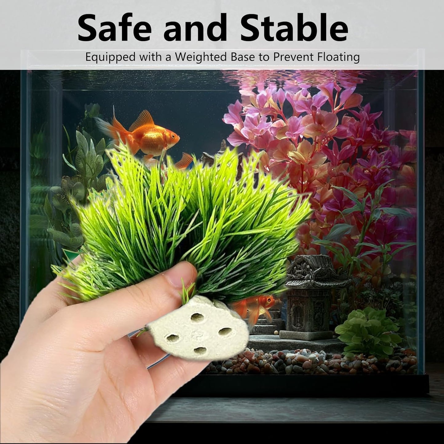2PCS Realistic Aquarium Plants Artificial Grass for Fish Tank Aquarium Grass Small Soft Plastic Fake Plants Turtle Decorations Mini Fish Tank Ornament Green Plant Set