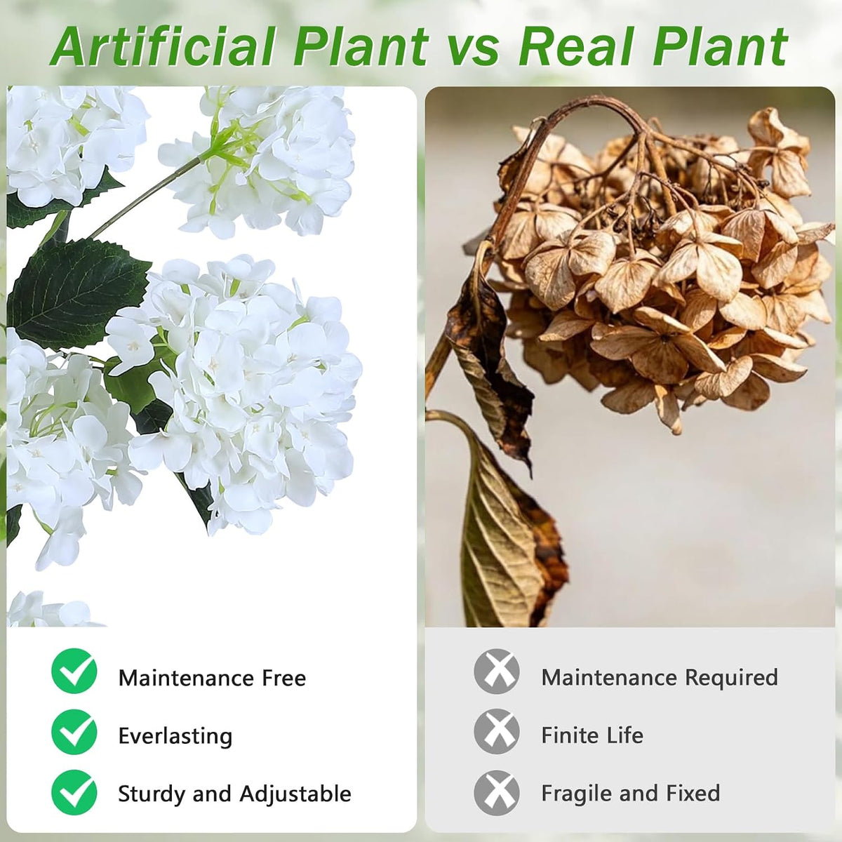Set of 2 4FT White Artificial Hydrangea Trees in Pots, Realistic Faux Flowering Plants with Silk Blooms and Natural Trunks for Porch, Entryway, Patio, Home Garden Decor