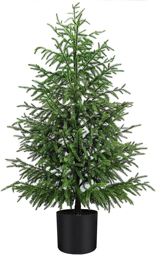5FT Artificial Topiary Trees for Outdoor Front Porch Décor, Faux Pine Trees UV Resistant and Potted, Fake Shrubs Evergreen for Front Porch Decor Indoor and Outdoor Use