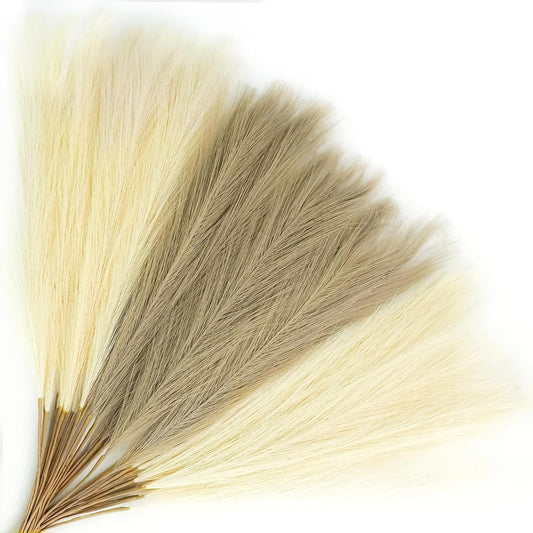30pcs Purple Faux Pampas Grass Decor, 21.6in Fluffy Artificial Colored Pampas Grass Short White Fake Pampas Vase Filler Flower Arrangement for Home Wedding Centerpieces Boho Decorations
