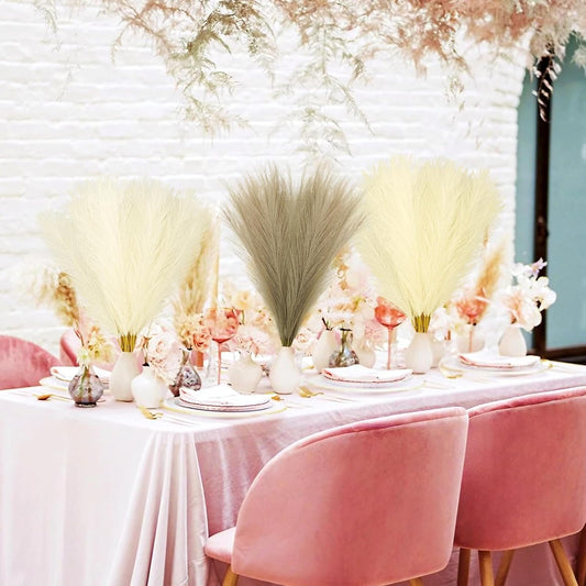 30pcs Purple Faux Pampas Grass Decor, 21.6in Fluffy Artificial Colored Pampas Grass Short White Fake Pampas Vase Filler Flower Arrangement for Home Wedding Centerpieces Boho Decorations