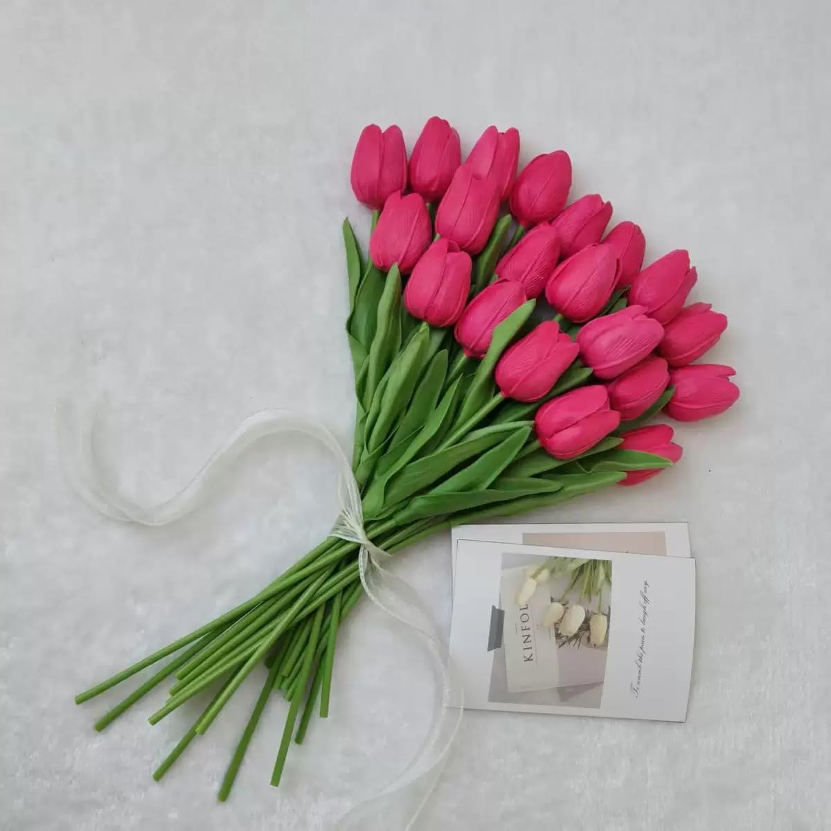 Light Pink Artificial Tulips, 20 Pcs PU Real Touch Faux Flowers