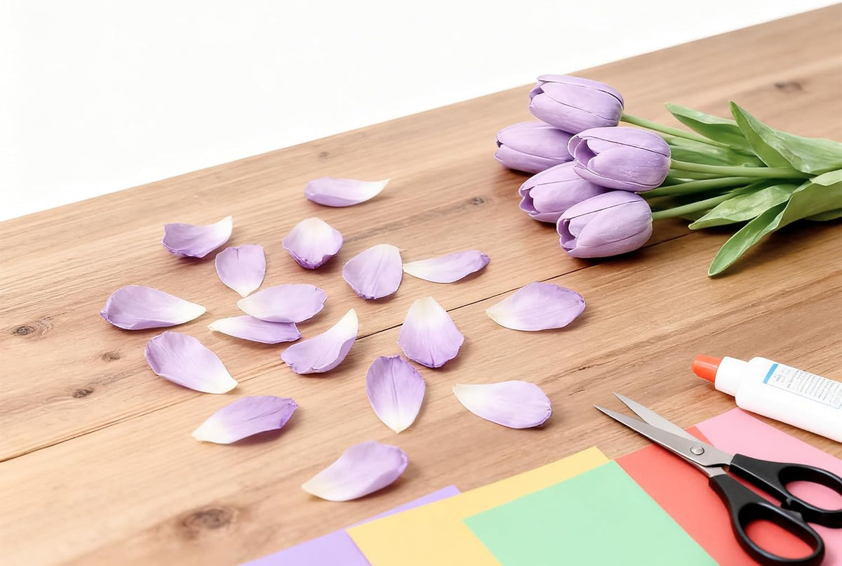 Light Pink Artificial Tulips, 20 Pcs PU Real Touch Faux Flowers