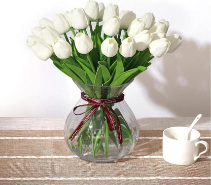 Light Pink Artificial Tulips, 20 Pcs PU Real Touch Faux Flowers