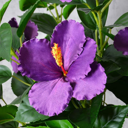 2Pcs Silk Fake Hibiscus Flowers Artificial Tropical with Long Stem