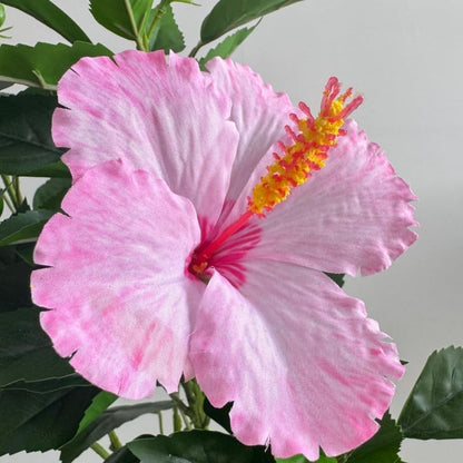 2Pcs Silk Fake Hibiscus Flowers Artificial Tropical with Long Stem