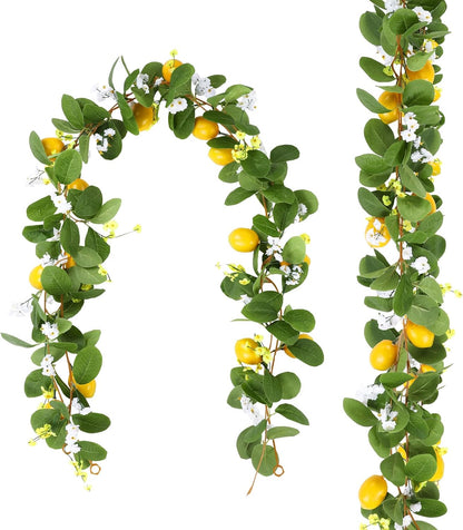 2Pcs Total 11 Ft Artificial Lemon Garland with Greenery