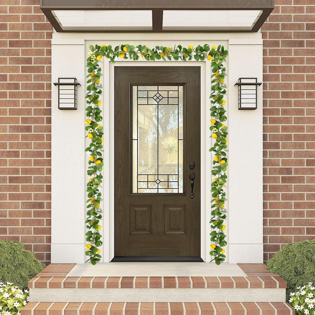 2Pcs Total 11 Ft Artificial Lemon Garland with Greenery