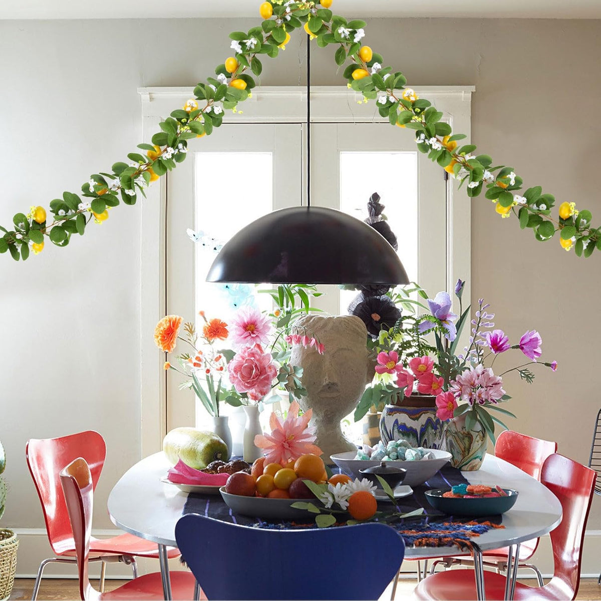 2Pcs Total 11 Ft Artificial Lemon Garland with Greenery