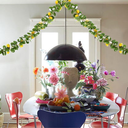 2Pcs Total 11 Ft Artificial Lemon Garland with Greenery