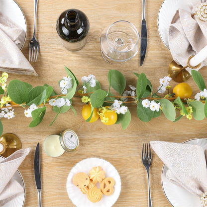 2Pcs Total 11 Ft Artificial Lemon Garland with Greenery