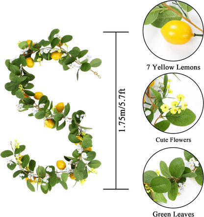 2Pcs Total 11 Ft Artificial Lemon Garland with Greenery