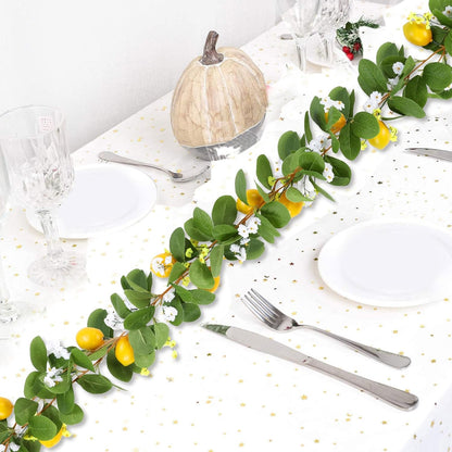 2Pcs Total 11 Ft Artificial Lemon Garland with Greenery