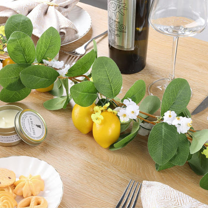 2Pcs Total 11 Ft Artificial Lemon Garland with Greenery