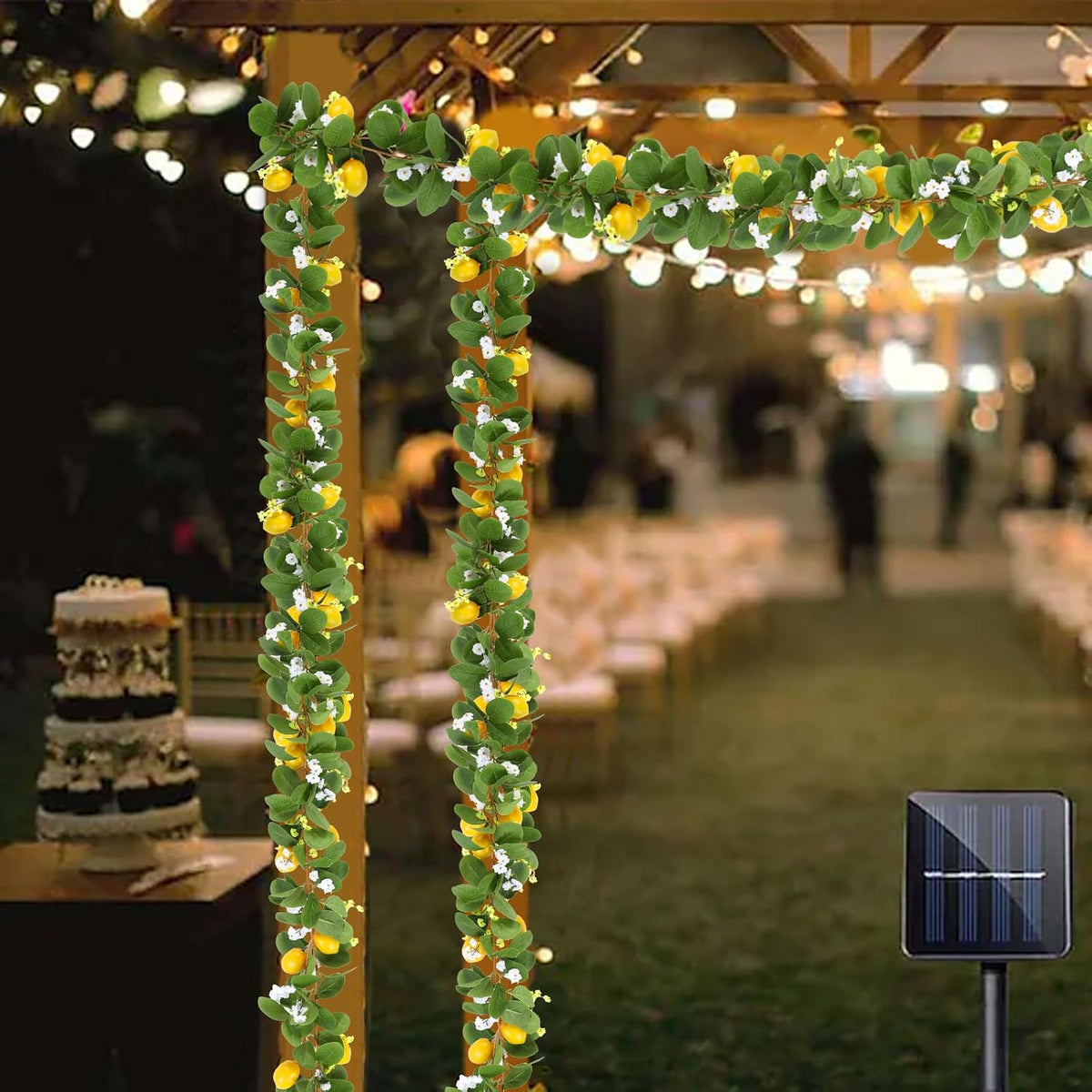 2Pcs Total 11 Ft Artificial Lemon Garland with Greenery