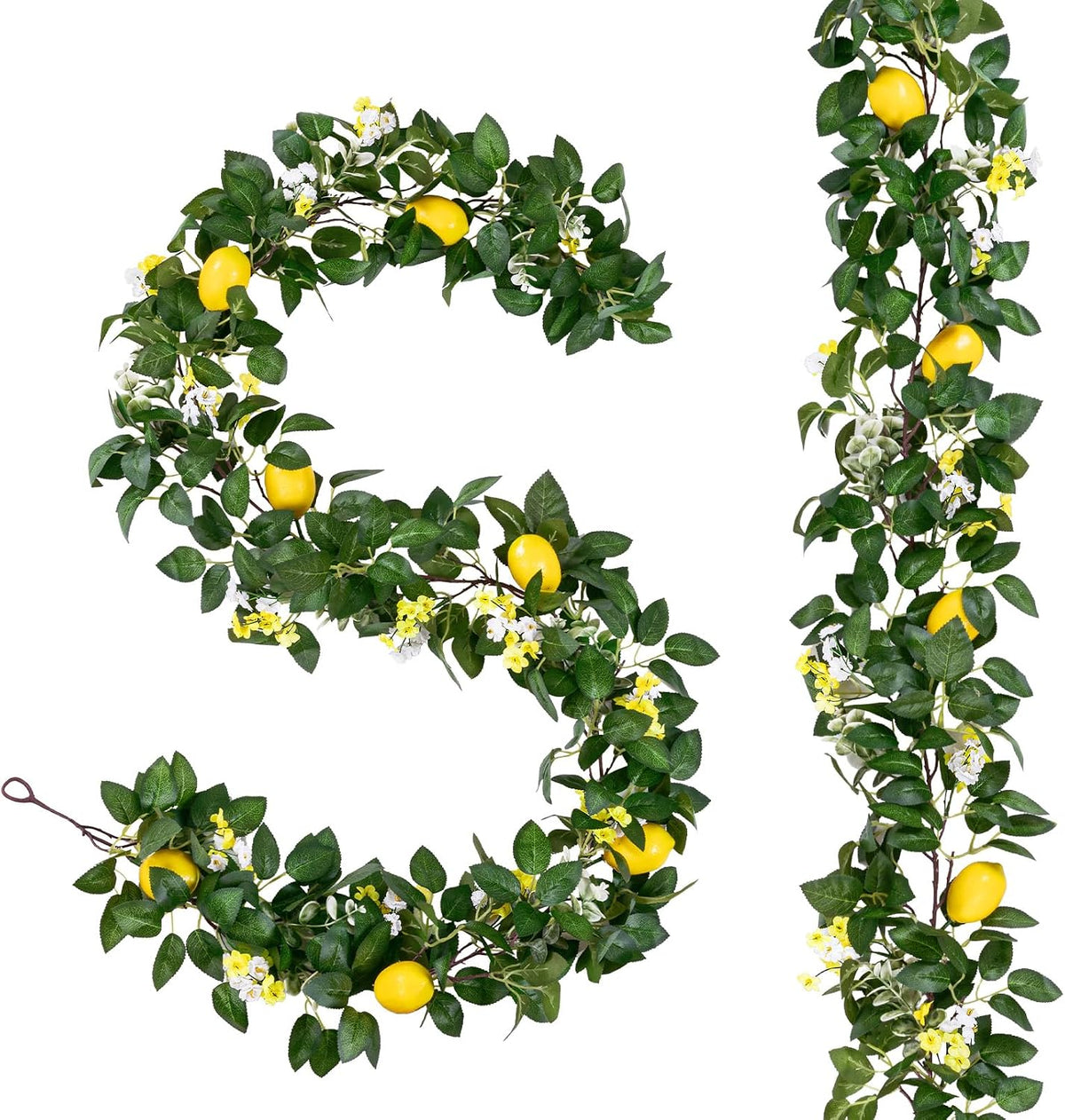 2Pcs Total 11 Ft Artificial Lemon Garland with Greenery