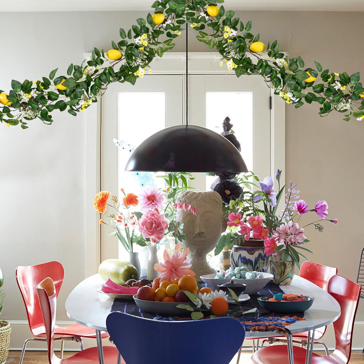 2Pcs Total 11 Ft Artificial Lemon Garland with Greenery