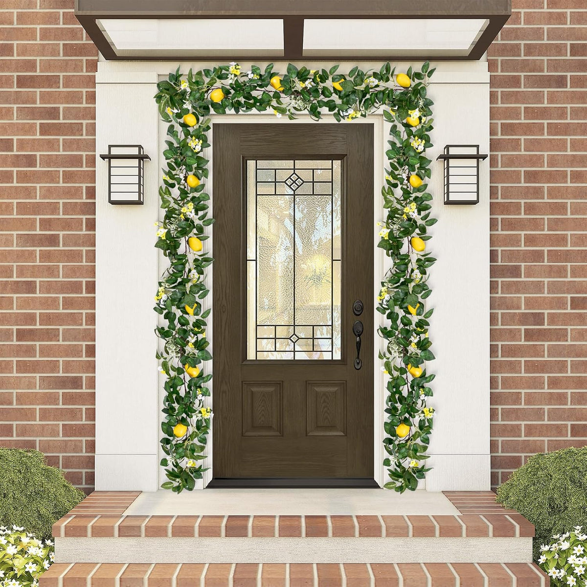 2Pcs Total 11 Ft Artificial Lemon Garland with Greenery