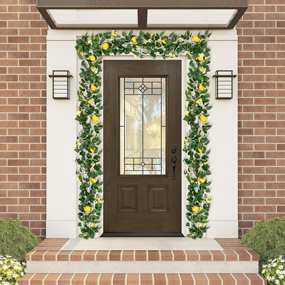 2Pcs Total 11 Ft Artificial Lemon Garland with Greenery