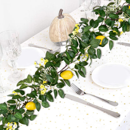 2Pcs Total 11 Ft Artificial Lemon Garland with Greenery