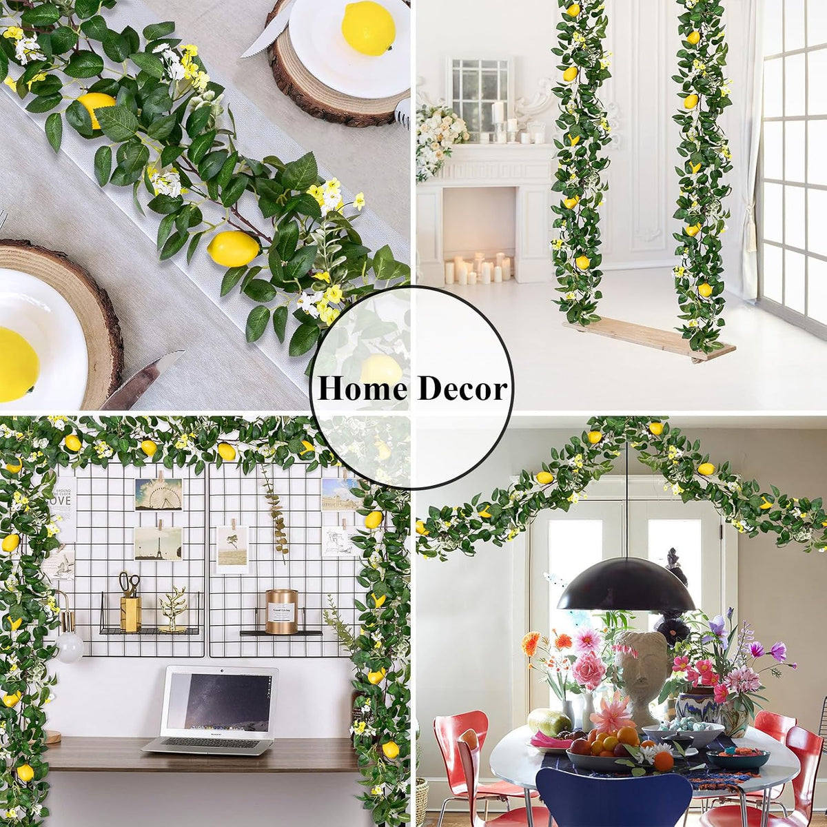 2Pcs Total 11 Ft Artificial Lemon Garland with Greenery