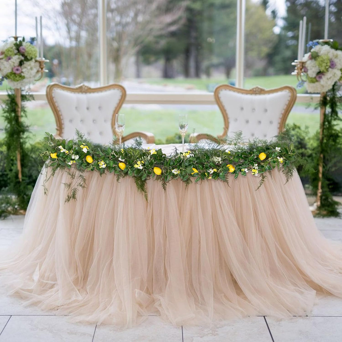 2Pcs Total 11 Ft Artificial Lemon Garland with Greenery
