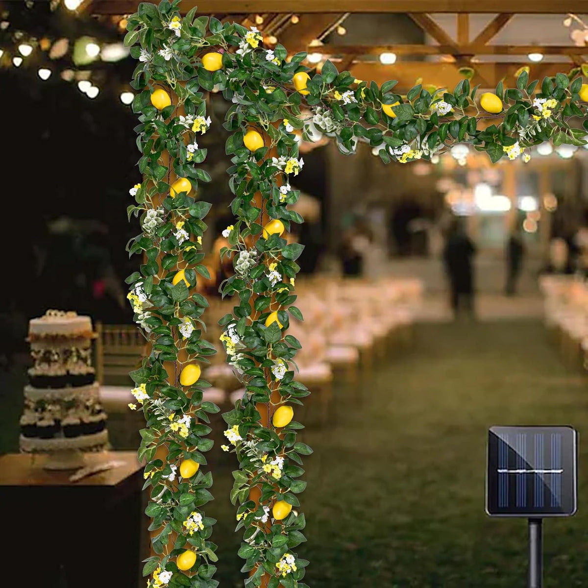 2Pcs Total 11 Ft Artificial Lemon Garland with Greenery