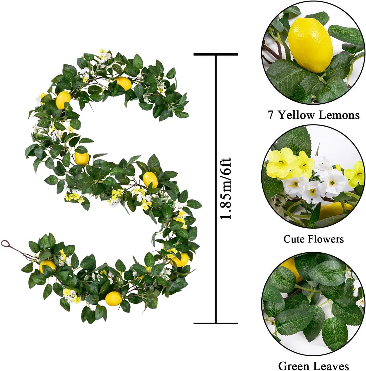 2Pcs Total 11 Ft Artificial Lemon Garland with Greenery